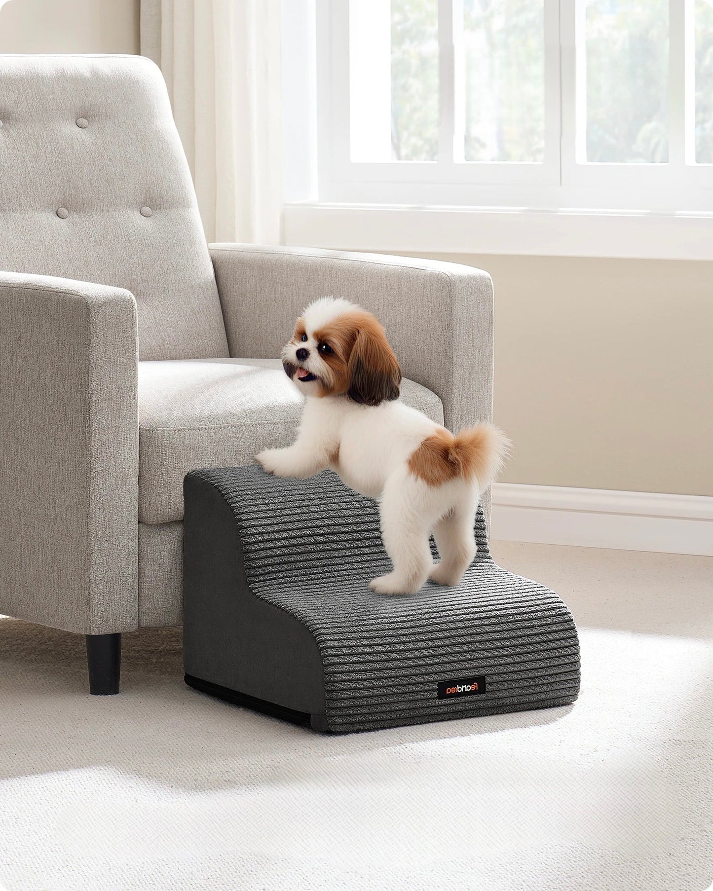 Dog Stairs 2-Step Pet Stair With Non-Slip Washable Cover