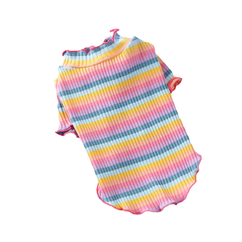 Colorful Stripe Cat Vest Shirt For Small Cats And Dogs Cotton Pet Clothes