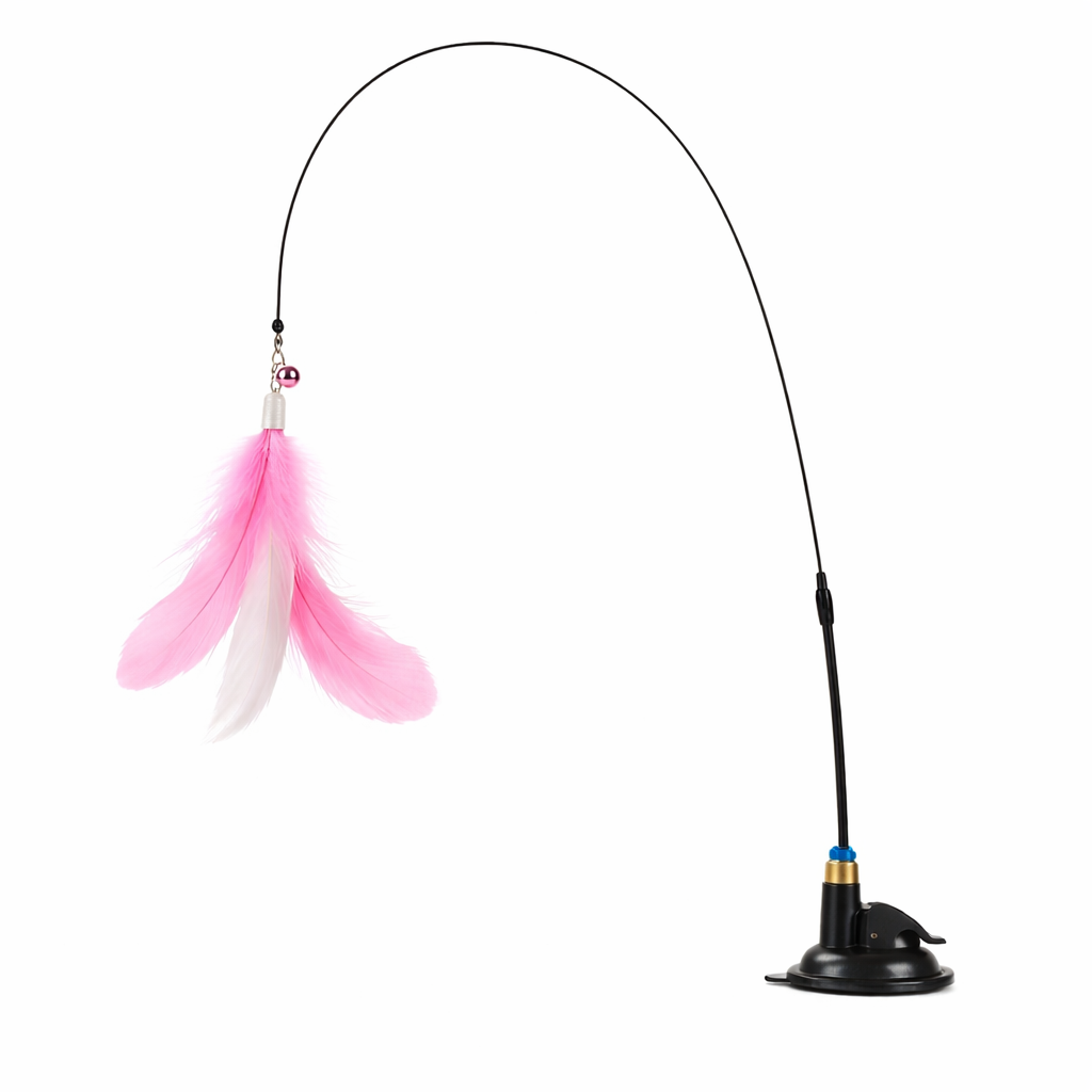 Pet Cat Interactive Teaser Wand With Rainbow Strips And Feathers