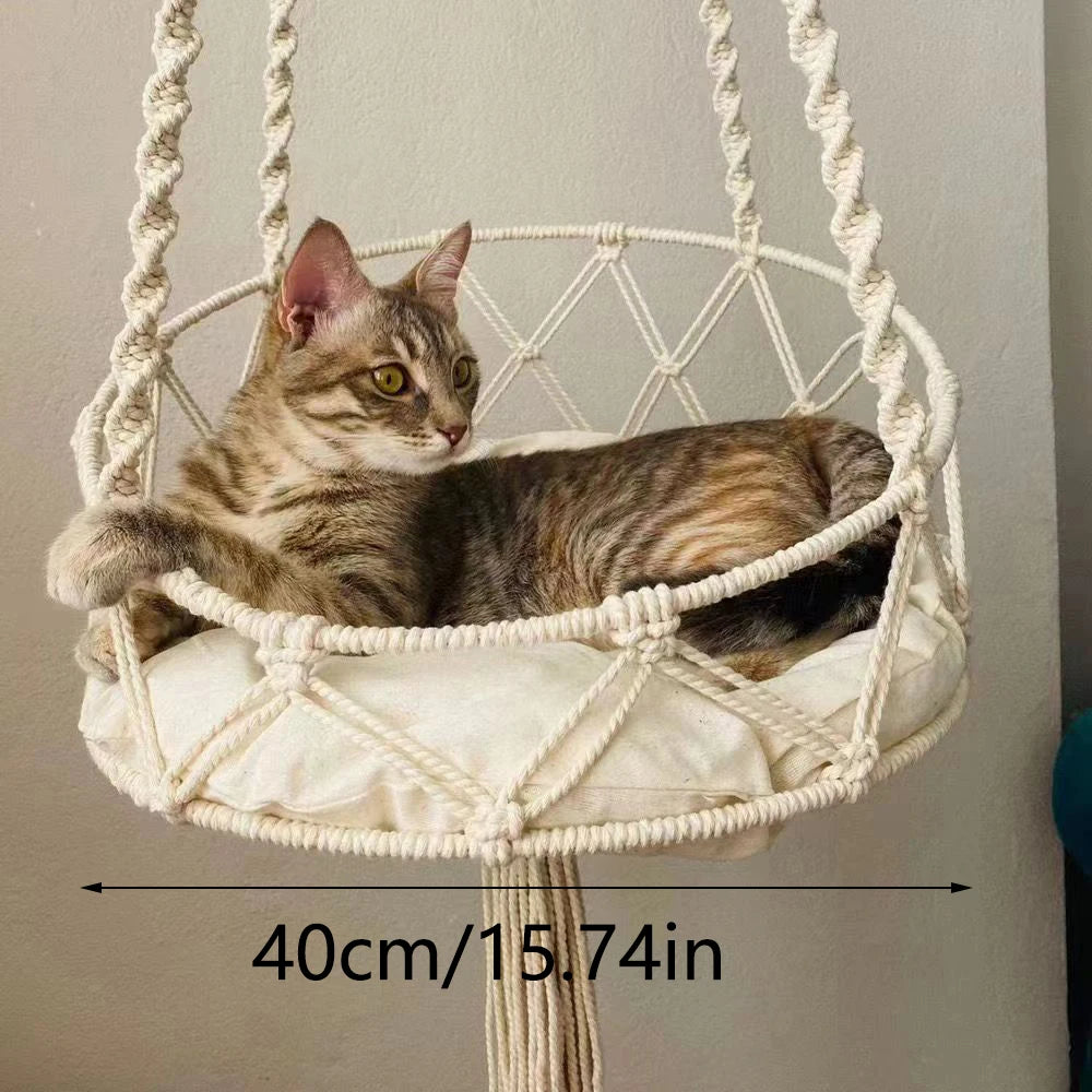 Winter Hand-Woven Kitten Hammock Hanging Cat Bed Bohemian Style