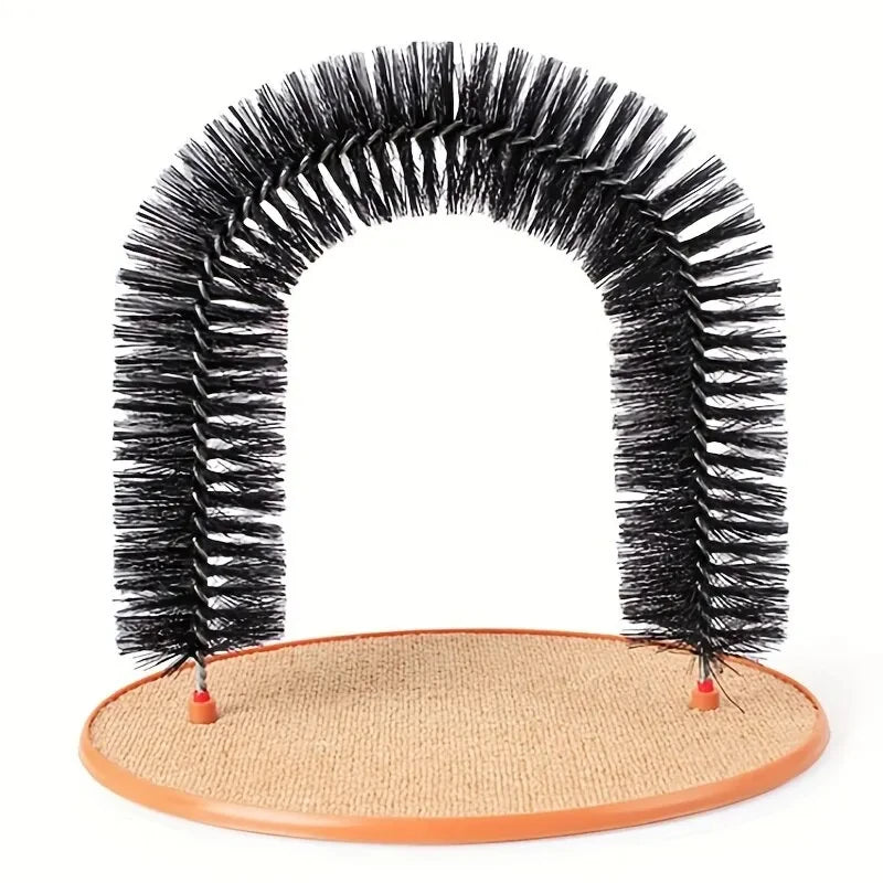 Cat Grooming Arch Self-Massage Brush Toy With Scratching Pad