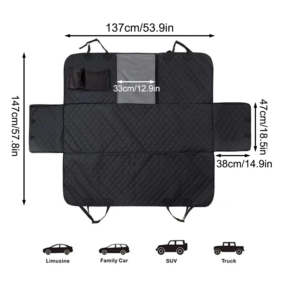 Dog Seat Cover For Back Seat With Waterproof Mesh Window
