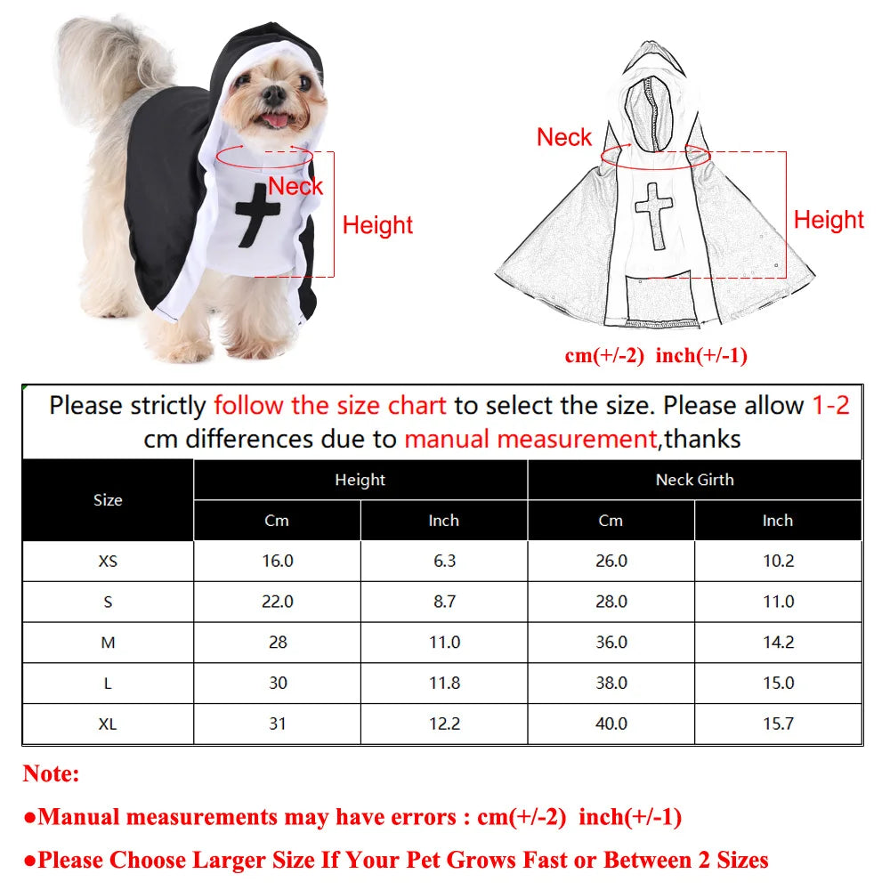 Halloween Dog Costume Cute Nun Cosplay Outfit For Small Large Dogs