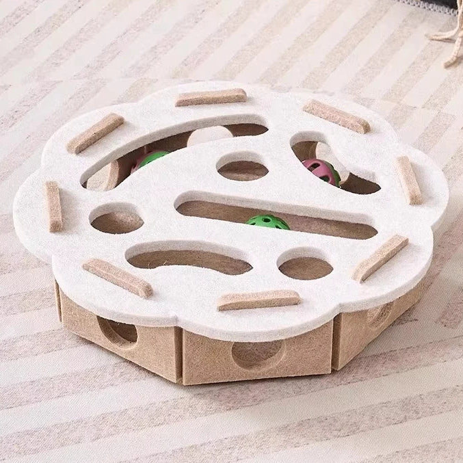 Cat Puzzle Toy Felt Box With Ball Indoor Exercise Entertainment