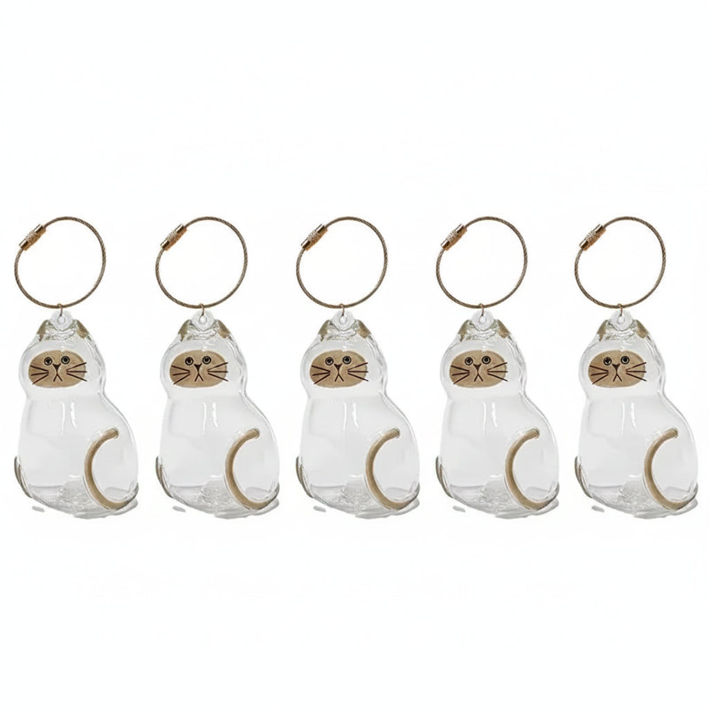 Cat Fur Memorial Charm Resin Keepsake Capsule Pet Hair Keychain