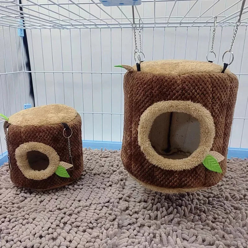 Small Pet House Hamster Tree Stump Hammock Bed For Rodents
