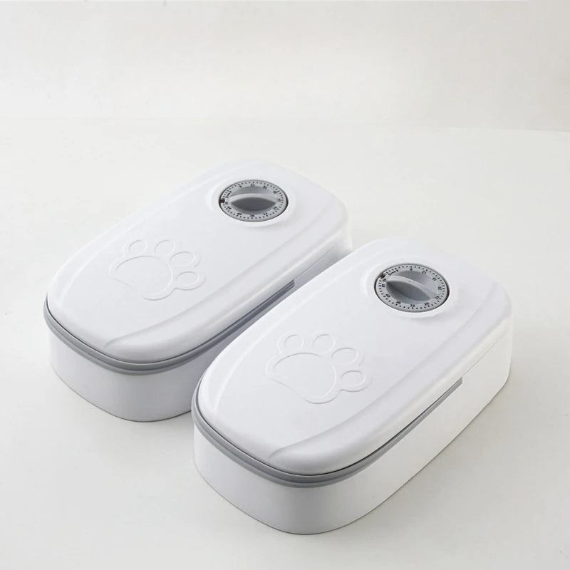 Pet Automatic Feeder With Timed Dual Bowls For Dogs And Cats