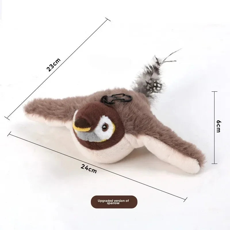 Interactive Cat Toy Rechargeable Flying Bird With Chirping Sounds