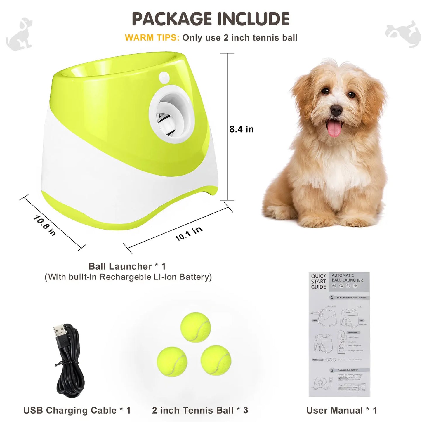 Automatic Dog Tennis Ball Launcher - Interactive Pet Toy With 3 Balls