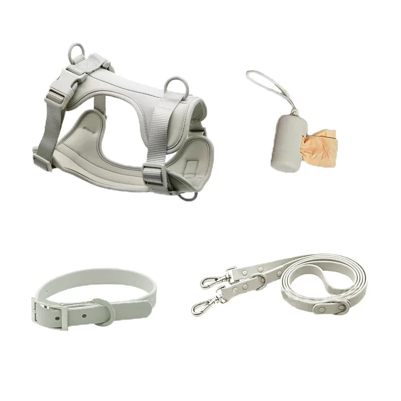 Dog Chest Harness Set - 11 Colors Waterproof PVC with Leash