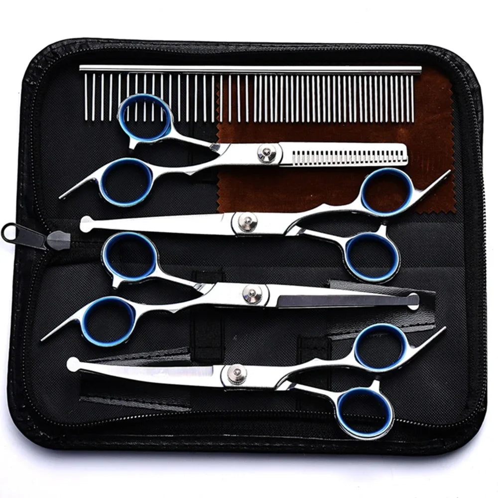 5 In 1 Professional Dog Grooming Scissors Set With Safety Tips