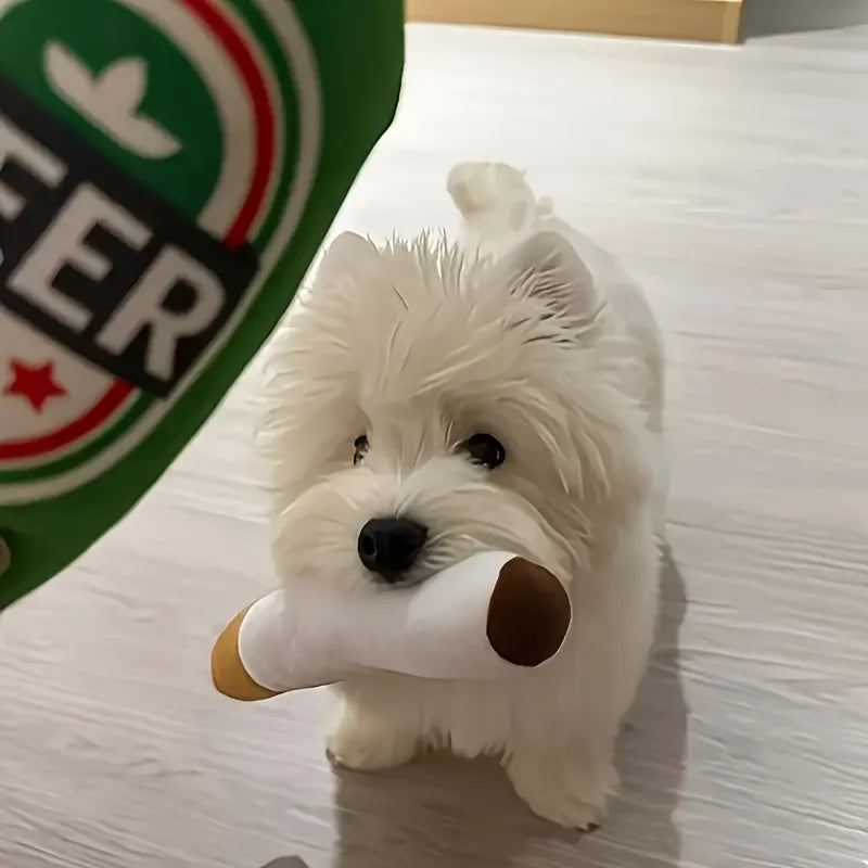Adorable Cigar-Shaped Dog Toy - Soft Interactive Squeaky Toy
