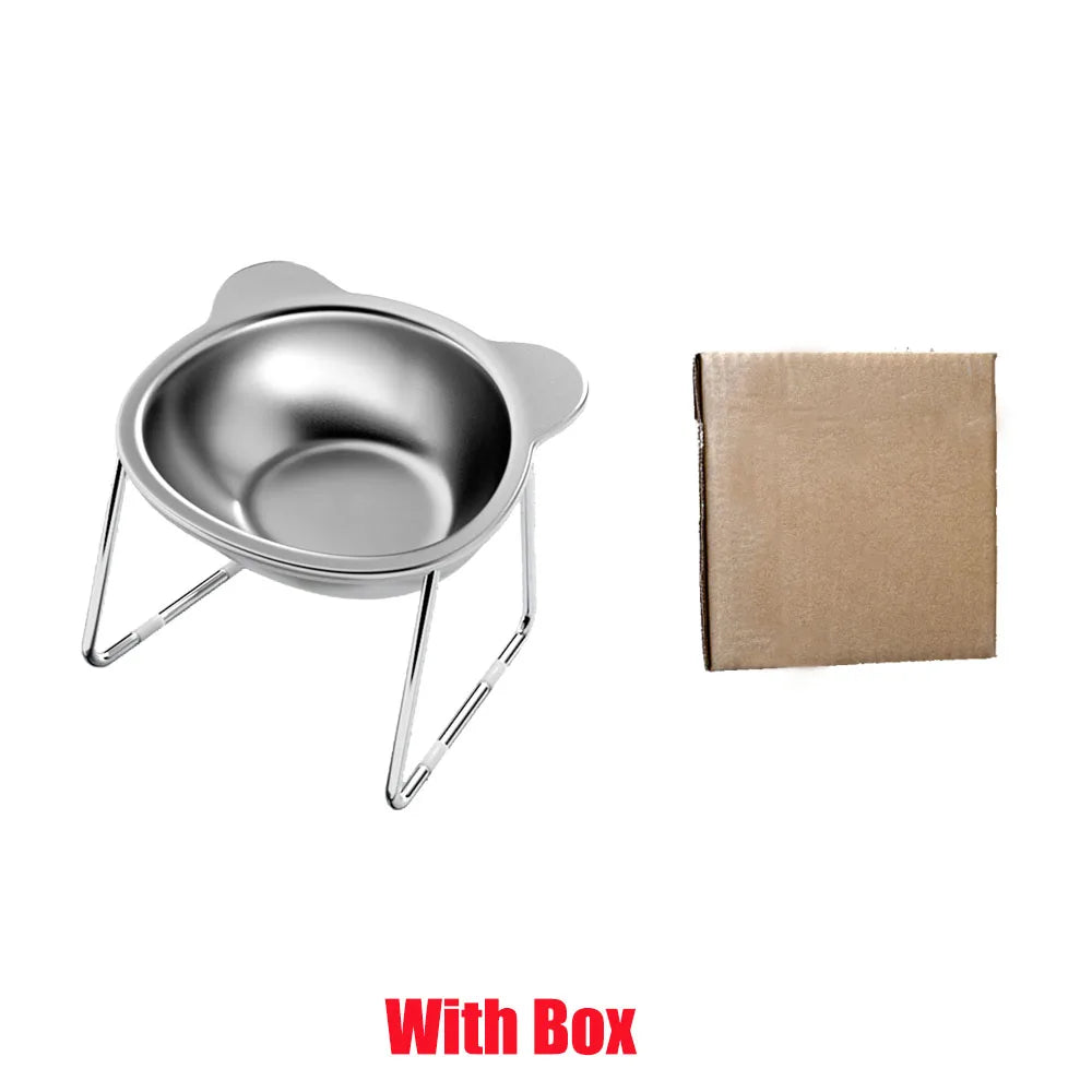 Stainless Steel Raised Cat Bowl With 15 Degree Elevated Design