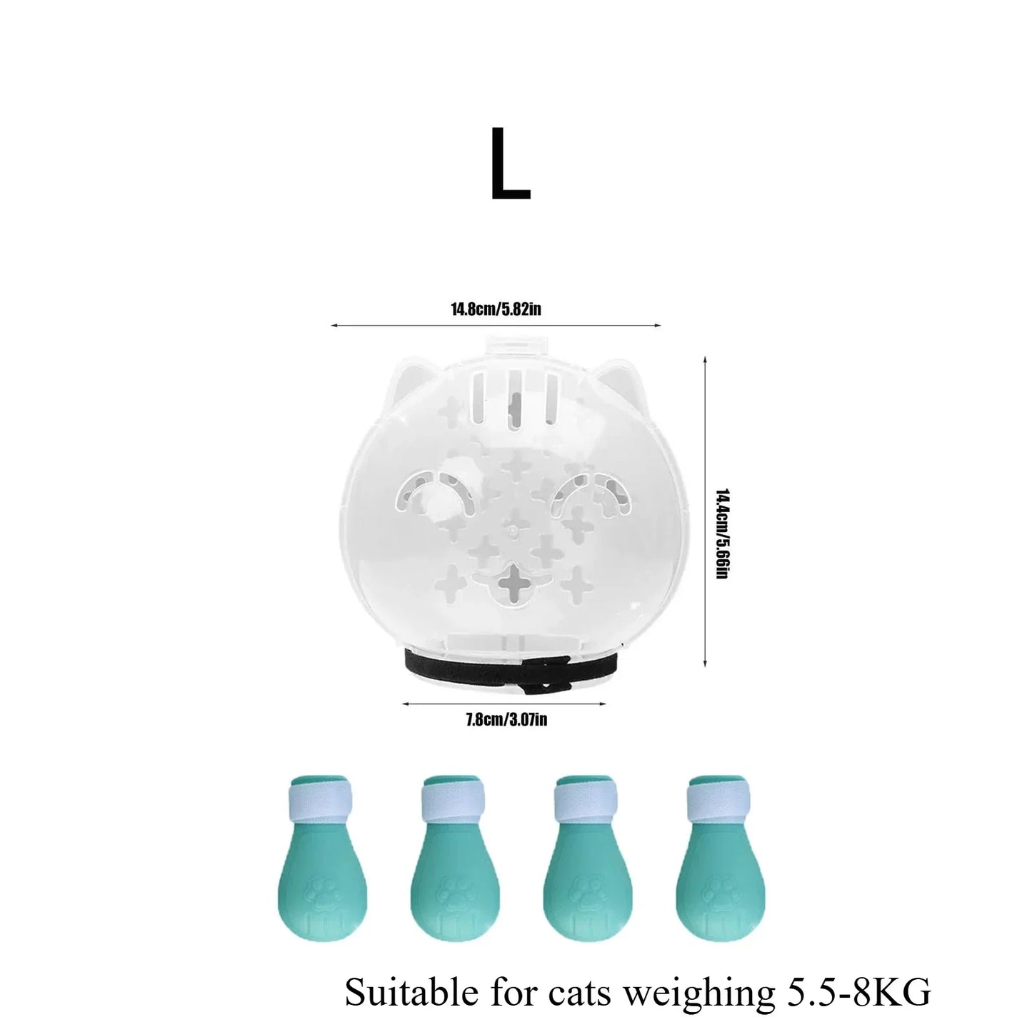 Cat Muzzle Set with Paw Shoes - Anti-Bite Grooming Hood