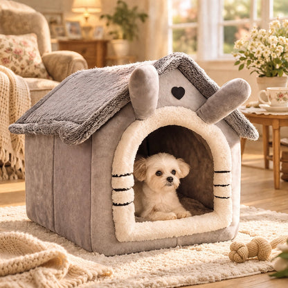 House Style Pet Bed For Small Dogs And Cats - Washable Winter Warm