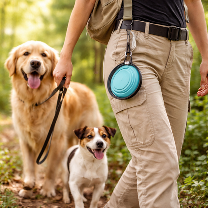 Portable Pet Food Bowl - Collapsible Silicone Travel Bowl for Dogs and Cats