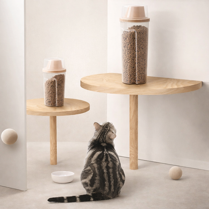 Dog Food Storage Container with Scale - Transparent Pet Food Dispenser
