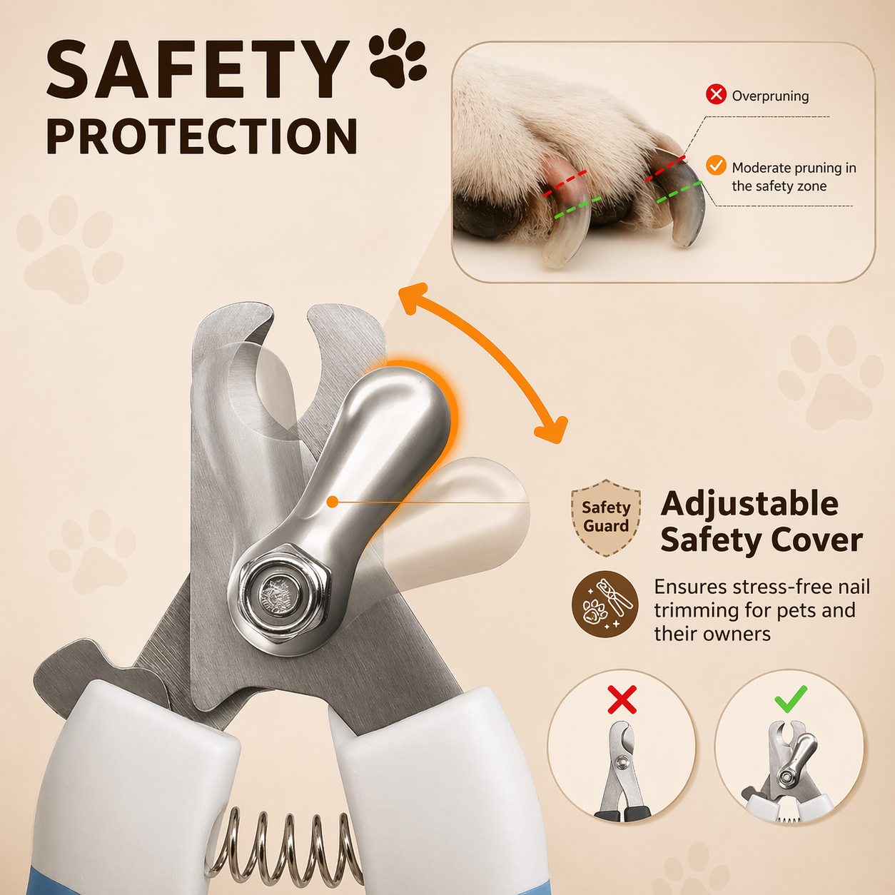 Pet Grooming Tool Kit - Self-Cleaning Brush & Nail Clippers Set