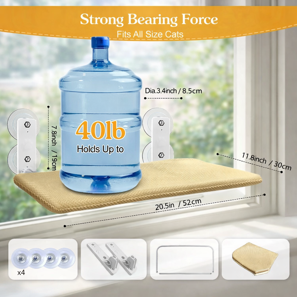 Cordless Cat Window Hammock With Suction Cup Hanging Bed
