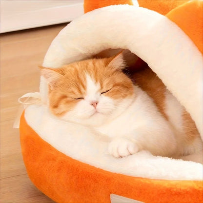 Cat Ear Bed - Soft Winter Pet Nest With Non-Slip Bottom