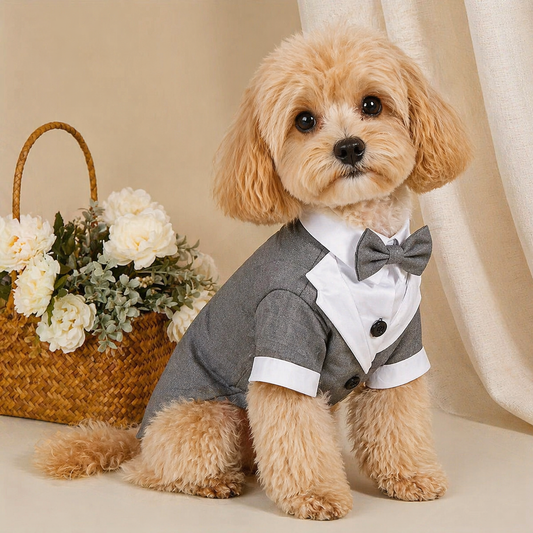 Pet Shirt Small Dog Wedding Formal Suit With Bow Tie Costume