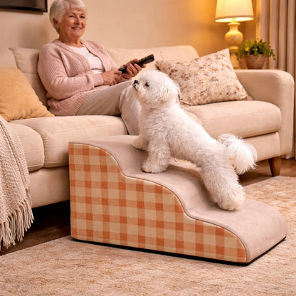 Pet Stairs For Sofa And Bed - 2/3 Step Foam Ramp For Small Dogs