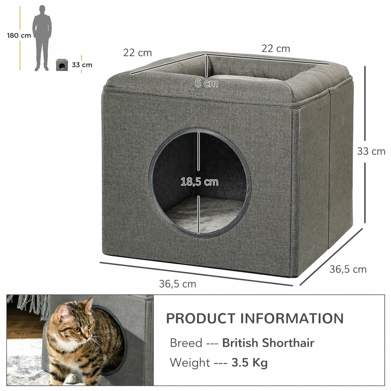 PawHut Cat Cave Two Level Cat House With Pillow And Bed