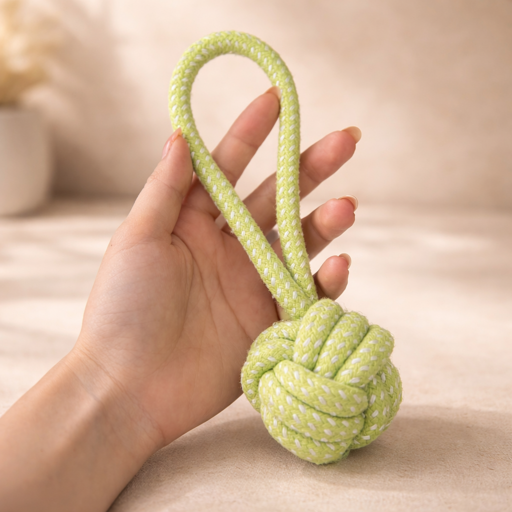 Dog Rope Toy - Cotton Chew Ball for Teeth Cleaning and Tug of War