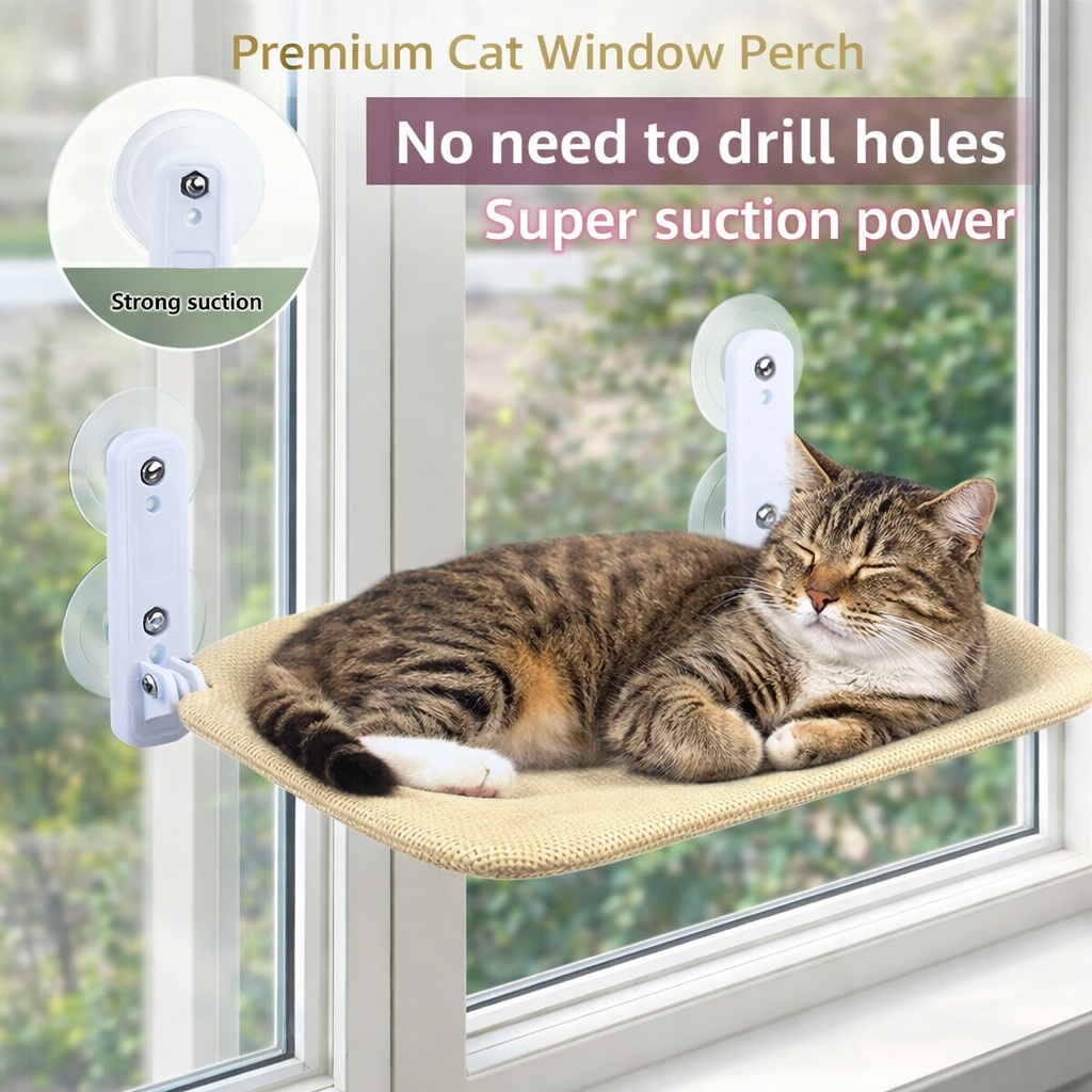 Cordless Cat Window Hammock With Suction Cup Hanging Bed