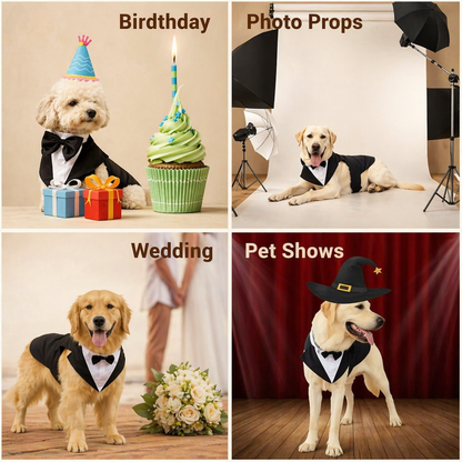 Large Dog Tuxedo Costume With Detachable Bow Tie For Weddings