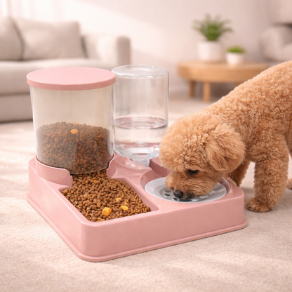 Automatic Cat Feeder Water Dispenser Set - 2 In 1 Pet Food Waterer