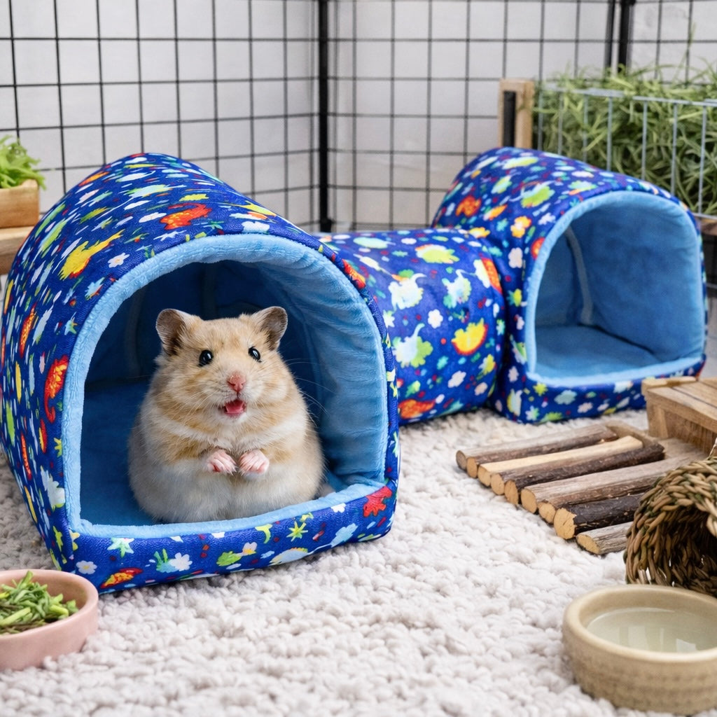 Hamster Hideaway Tunnel - Cozy Pet Bed Cave For Small Animals