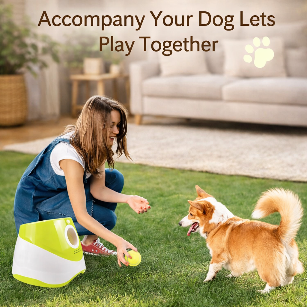 Automatic Dog Tennis Ball Launcher - Interactive Pet Toy With 3 Balls