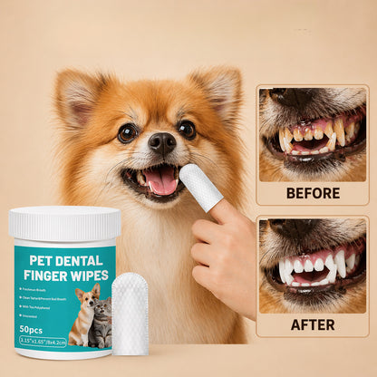 Pet Teeth Cleaning Wipes - Dental Finger Wipes For Dogs Cats