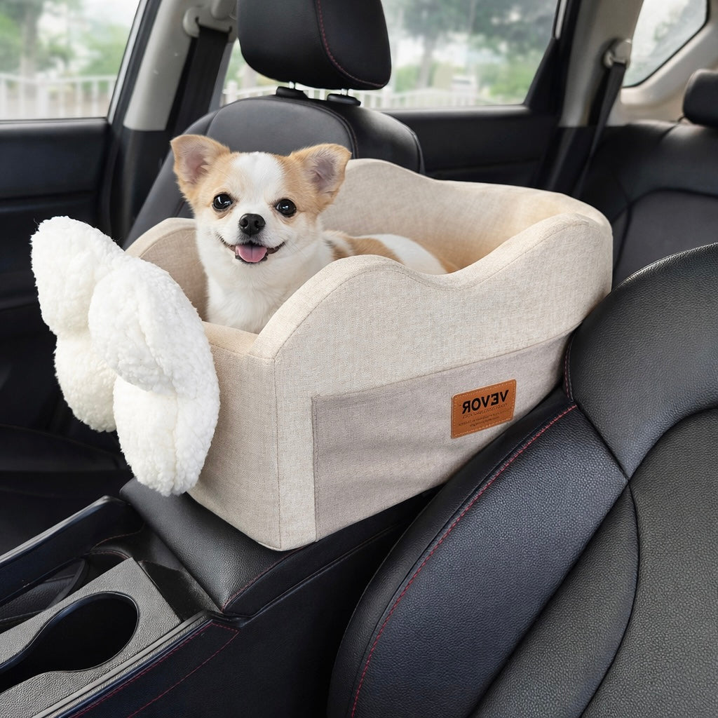 Console Dog Car Seat Center Booster With Leash For Small Dogs