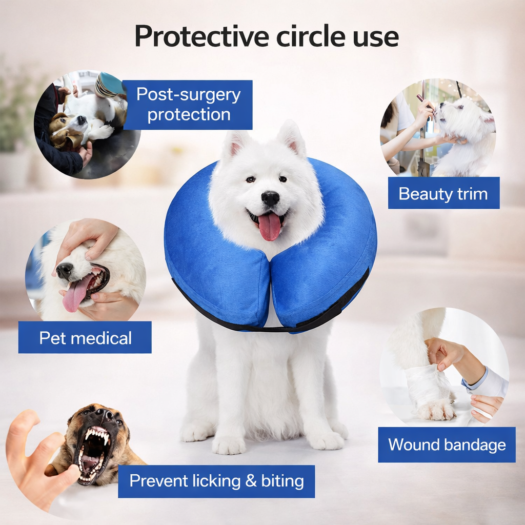 Inflatable Dog Collar After Surgery - Soft Pet Recovery Cone
