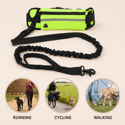 Hands Free Dog Leash with Reflective Waist Bag for Running