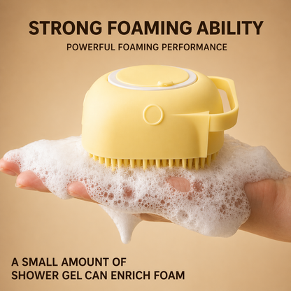 Dog Bath Brush Silicone Pet Shampoo Brush With Soap Dispenser