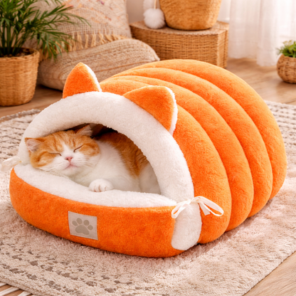 Cat Ear Bed - Soft Winter Pet Nest With Non-Slip Bottom