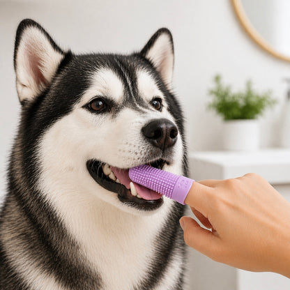 Soft Silicone Dog Toothbrush 360 Degree Finger Brush For Pet Dental Care