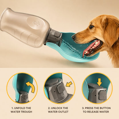 Foldable Pet Water Bottle 800ml Portable Dispenser For Dogs Cats