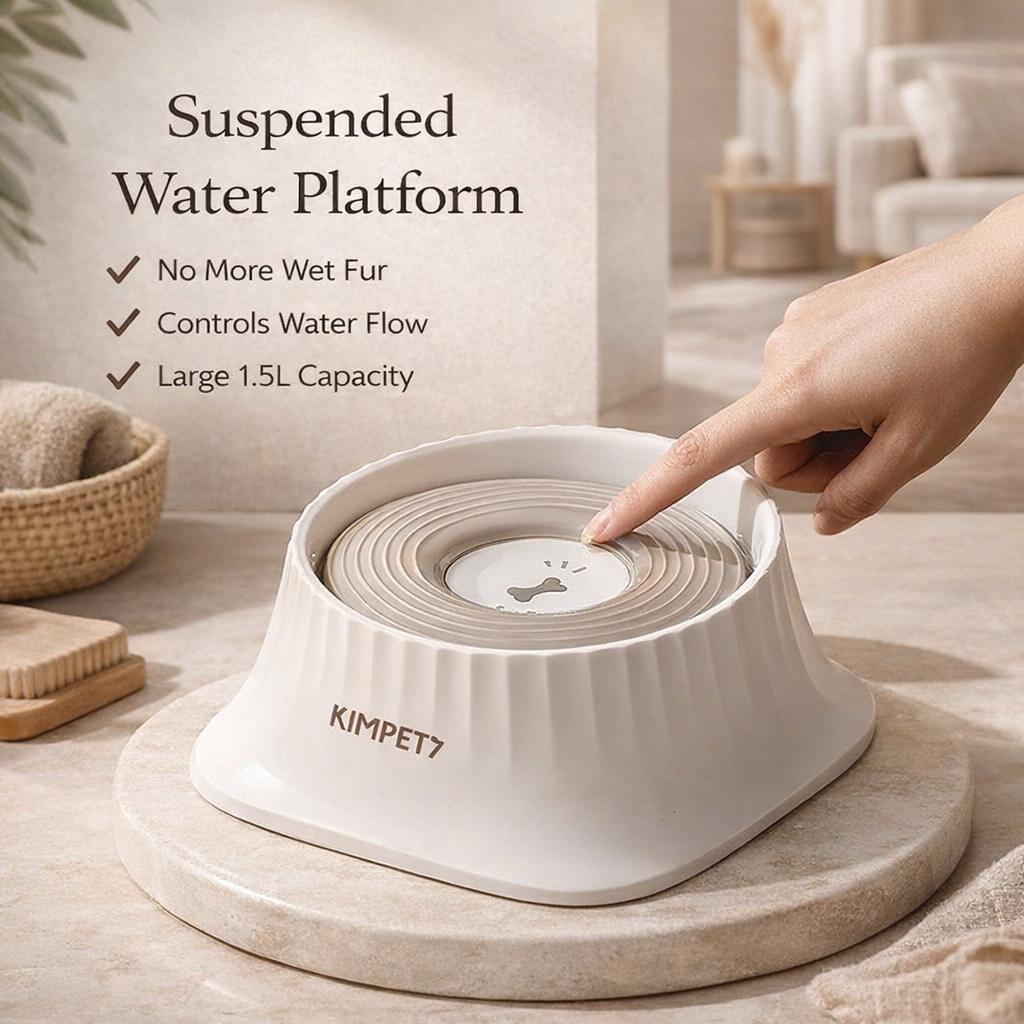 Suspended Dog Water Bowl - 1.5L Anti-Tip Splash Proof Dispenser