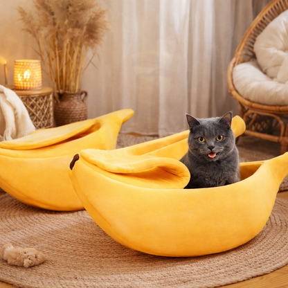 Banana Cat Bed House - Funny Cute Cozy Pet Mat Warm Portable