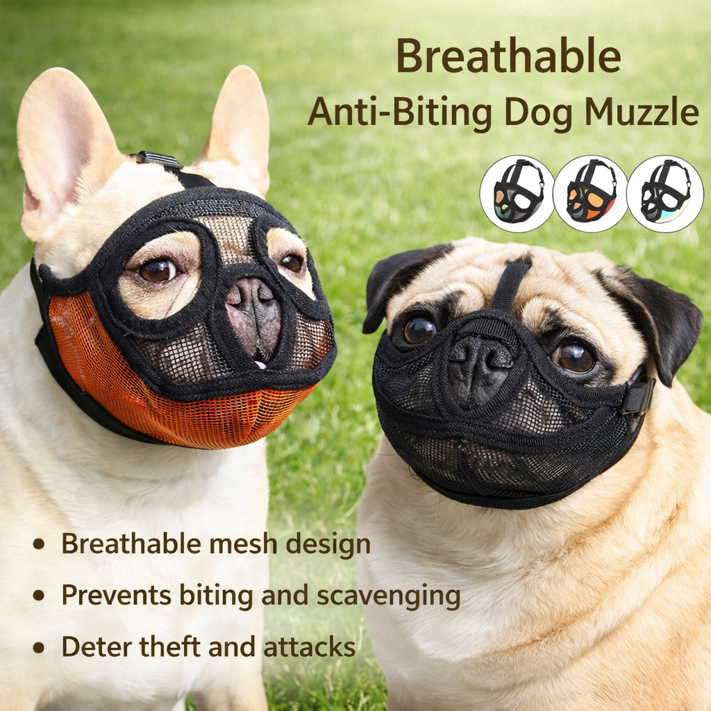 Bulldog Mask Anti-Biting Breathable Adjustable Dog Muzzle
