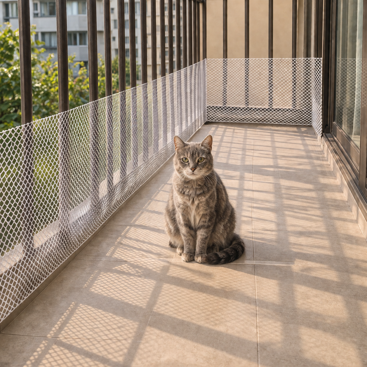 Durable Cat Balcony Safety Net - Plastic Mesh Pet Protection Guard