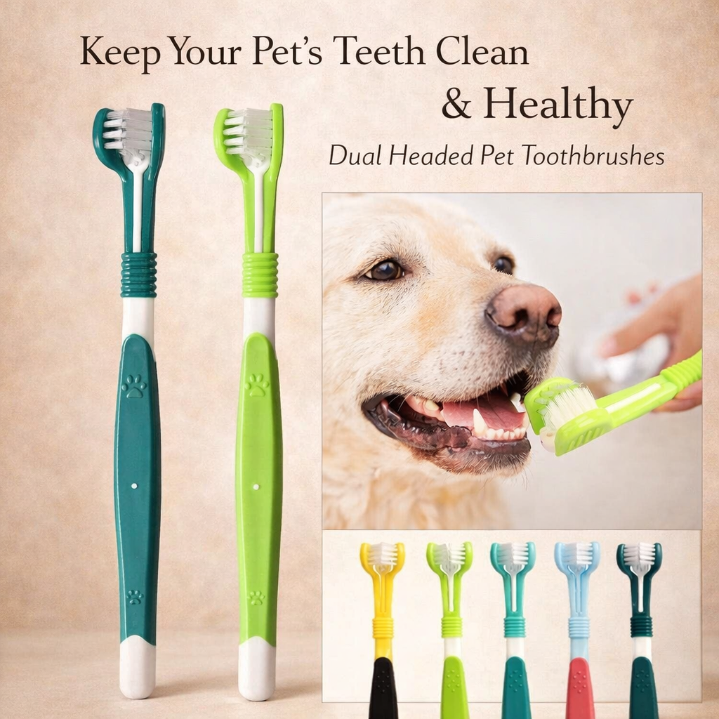 3-Sided Pet Toothbrush For Dogs And Cats - Tartar Removal Dental Care