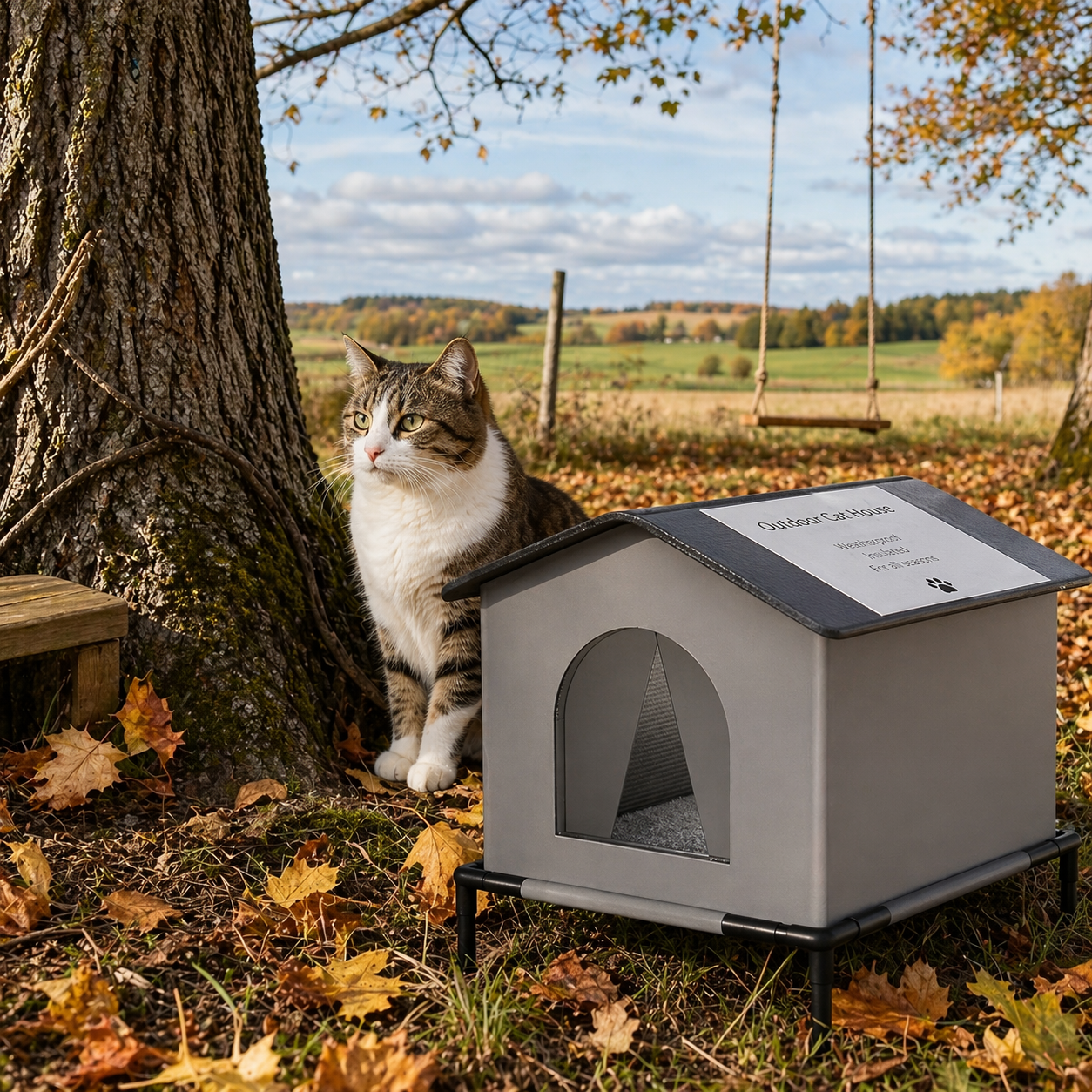 Waterproof Cat Houses With Mat - Winter Warm Outdoor Pet Beds