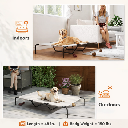 PawHut Elevated Dog Bed for Large Dogs with Steel Frame
