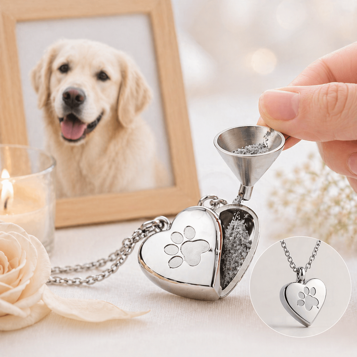 Pet Ashes Heart Cremation Jewelry Urn Necklace Memorial Pendant