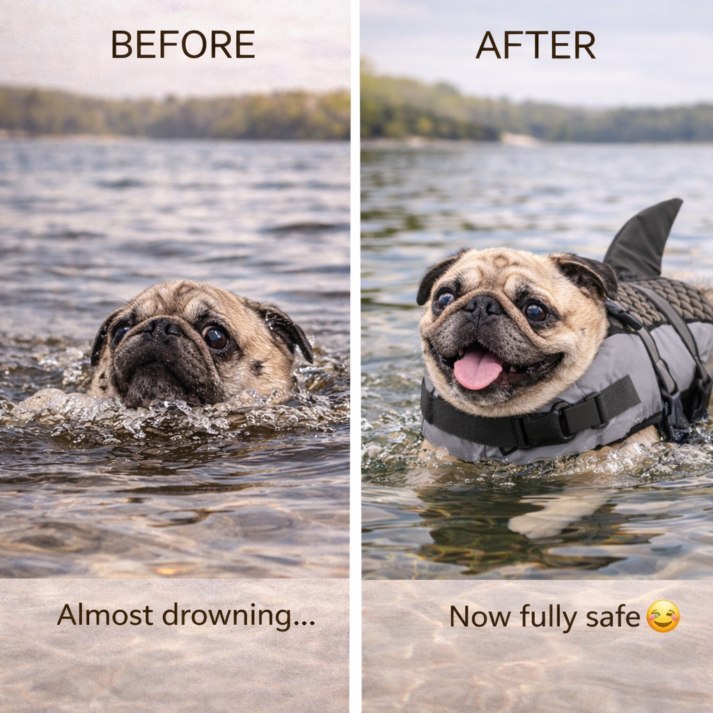 Shark Pattern Dog Life Jacket Swimming Vest Pet Safety Harness